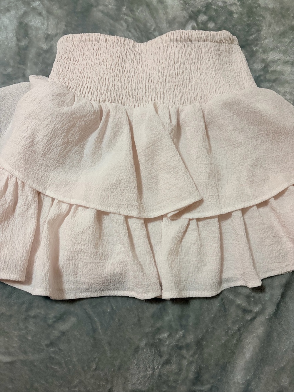 Amazon Light Pink Smocked Waist Ruffle Circle Skirt
